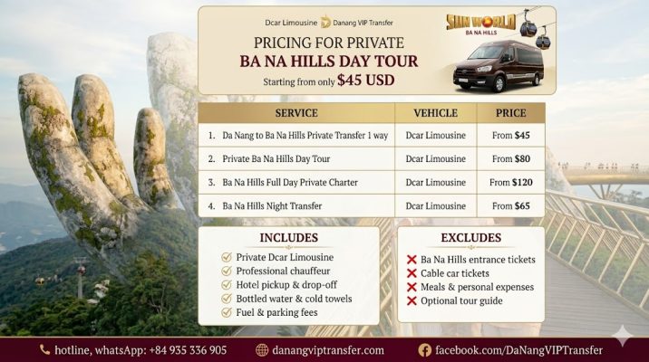 Pricing for Private Ba Na Hills Day Tour